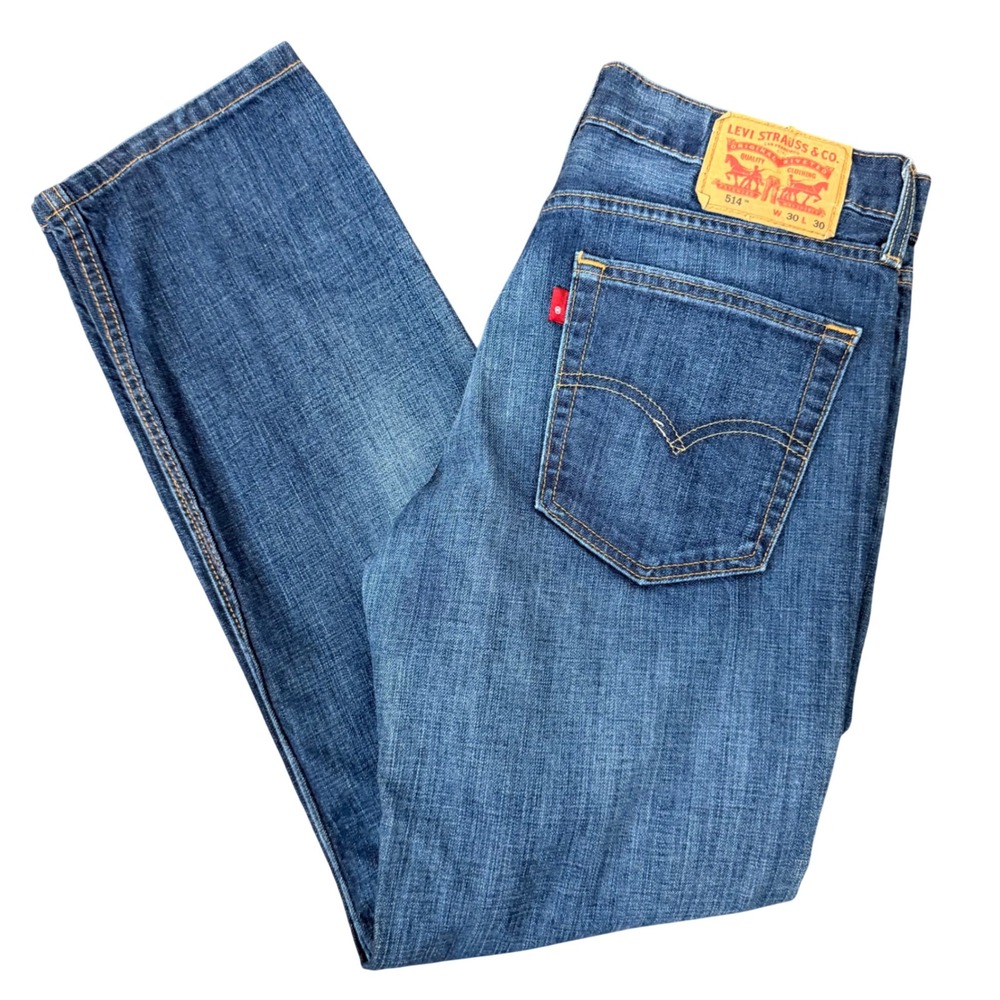 Levi's 514 Slim Straight‎ Regular Fit Dark  Wash Denim Jeans 30x30 Classic Clean